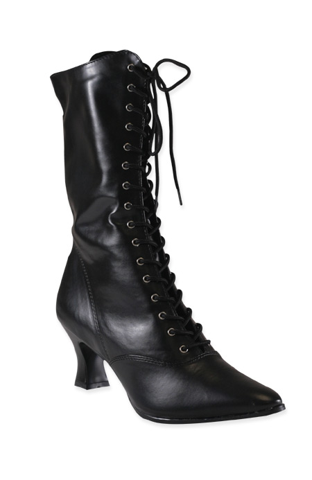 Victorian Boot - Black Faux Leather