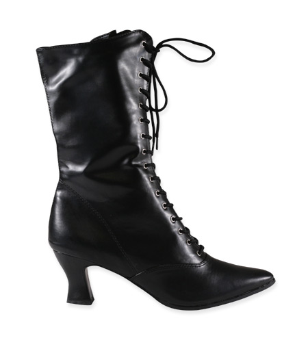 Victorian Boot - Black Faux Leather