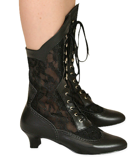 Verity Lace Victorian Boot - Black
